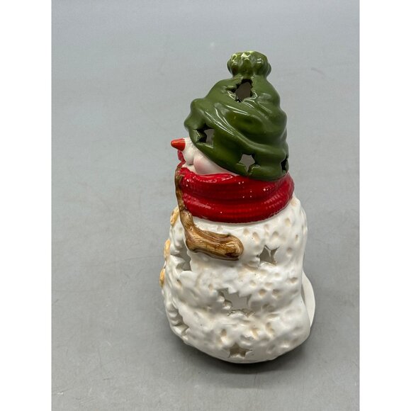 Hallmark Christmas Ceramic Snowman Tealight Candle Holder 6" Tall Used READ - Picture 4 of 8